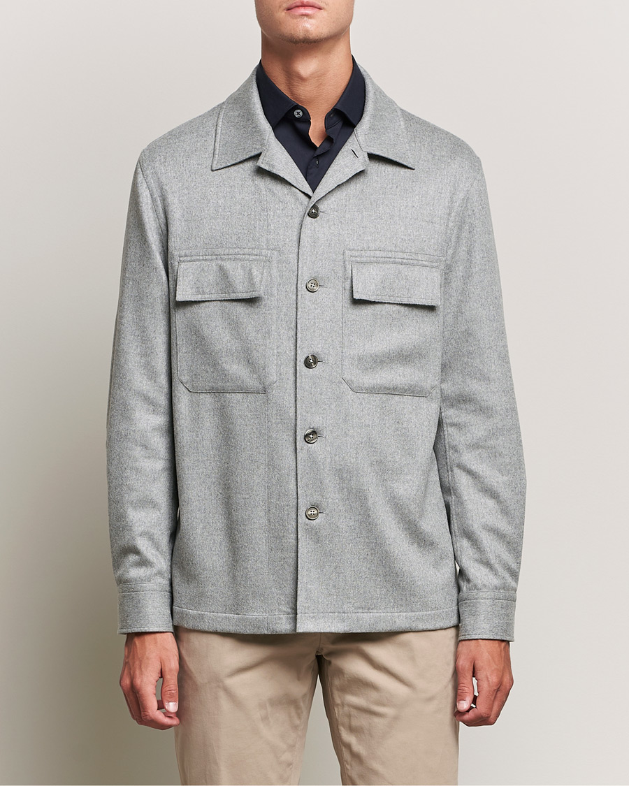 Herre | Italian Department | Zegna | Oasi Cashmere Overshirt Light Grey