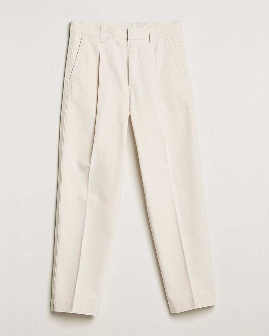 Herre | Bukser | Zegna | Pleated Bull Denim Pants Off White