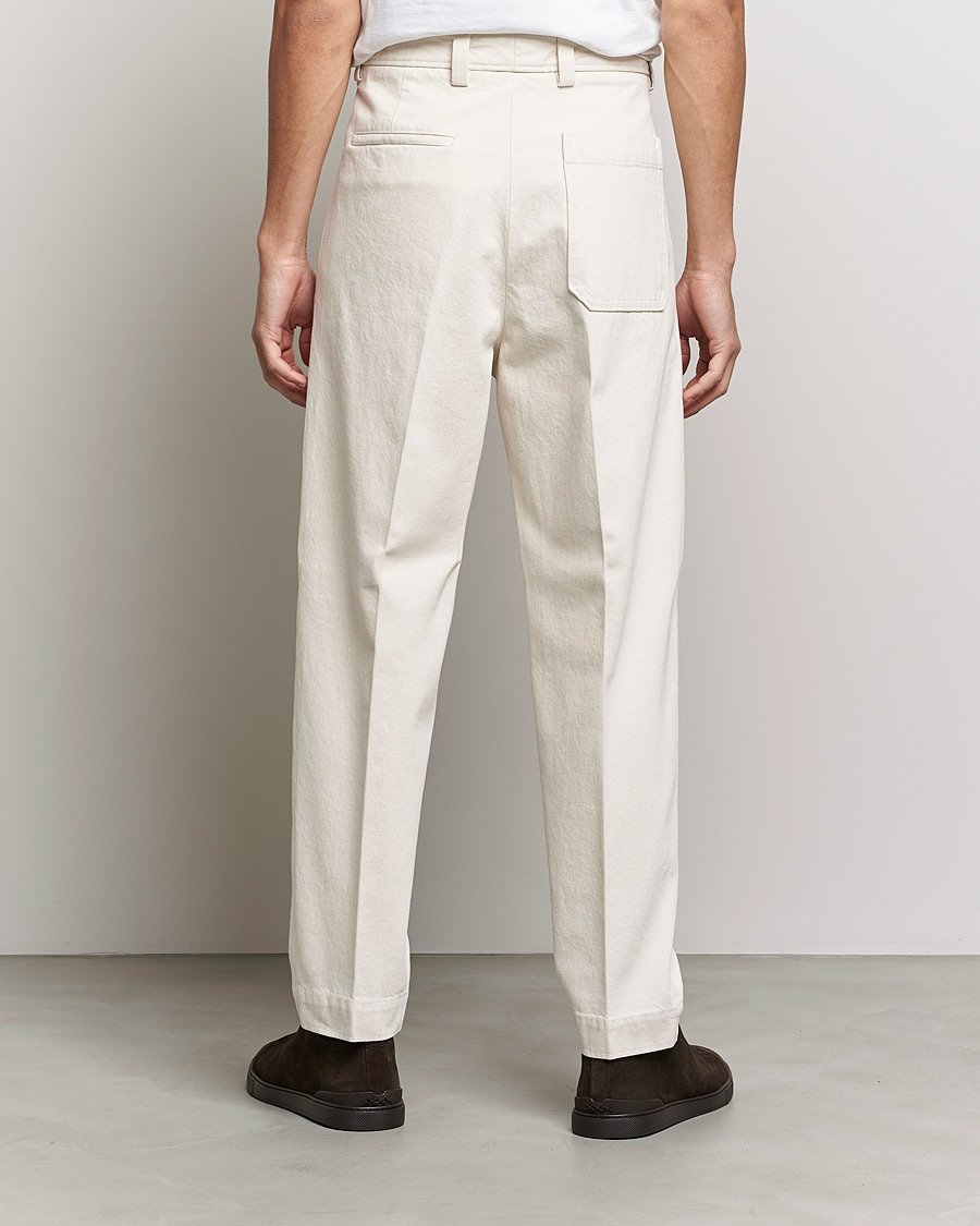 Herre | Bukser | Zegna | Pleated Bull Denim Pants Off White