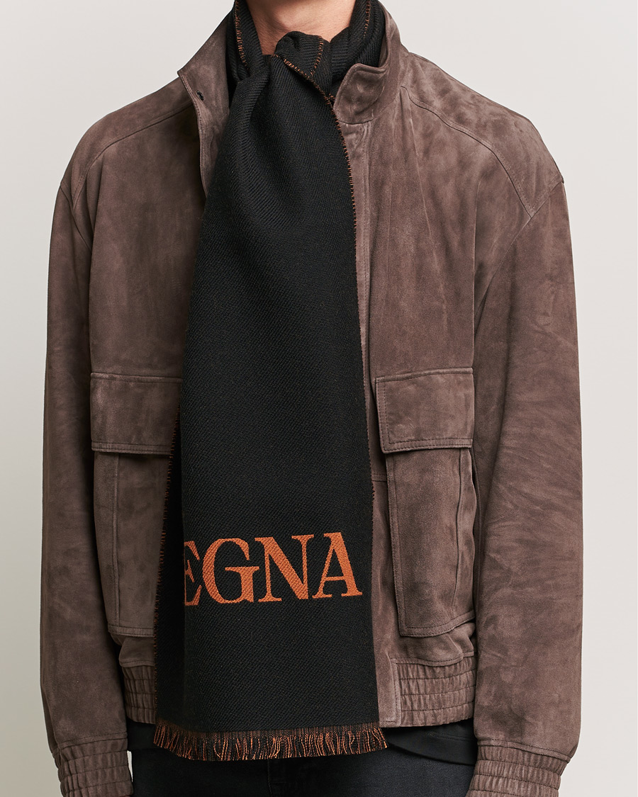 Herre | Zegna Bicolor Wool Scarf Black | Zegna | Bicolor Wool Scarf Black