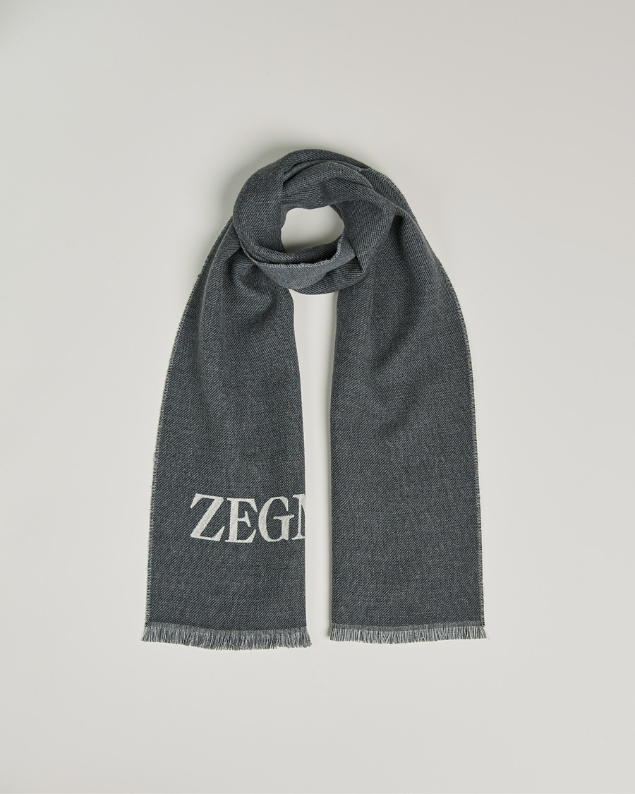 Herre |  | Zegna | Bicolor Wool Scarf Dark Grey