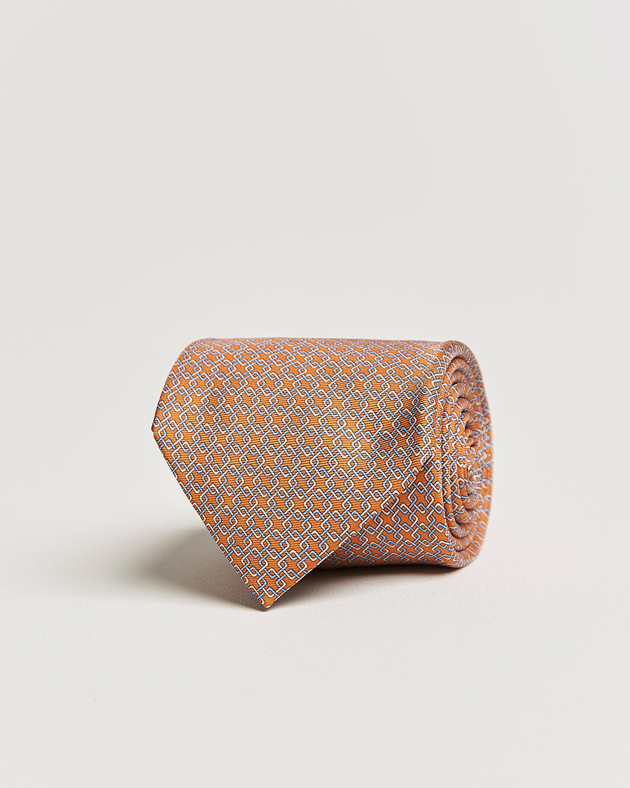 Herre |  | Zegna | Printed Silk Tie Orange