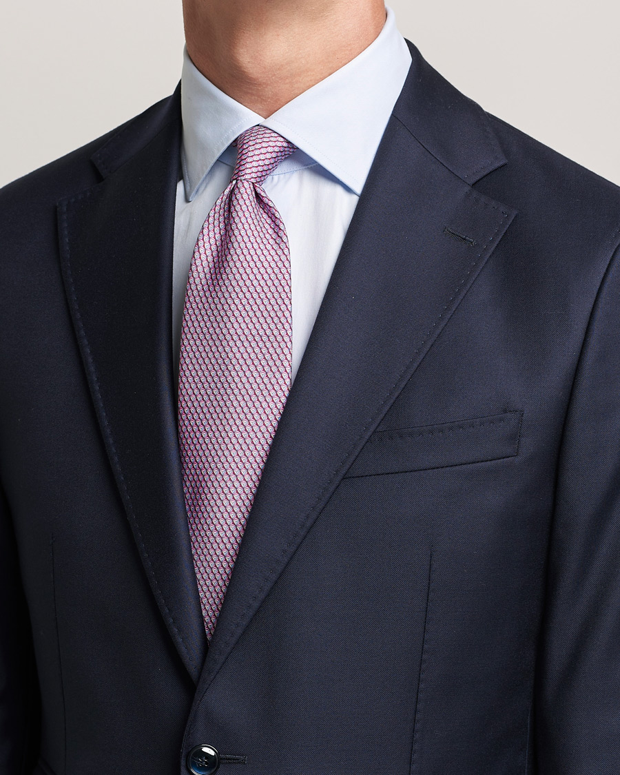 Herre | Zegna Printed Silk Tie Pink | Zegna | Printed Silk Tie Pink