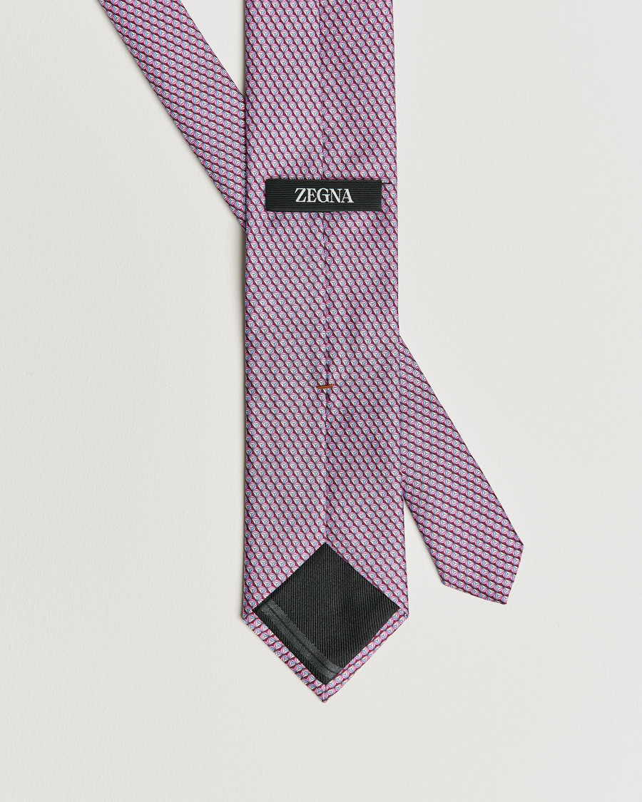 Herre | Zegna Printed Silk Tie Pink | Zegna | Printed Silk Tie Pink