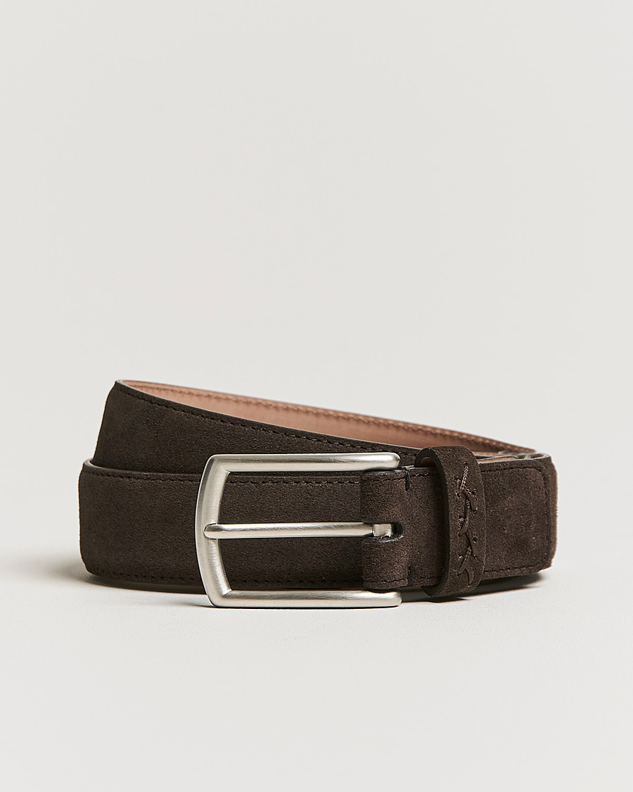 Herre | Zegna Triple Stitch Belt Dark Brown Suede | Zegna | Triple Stitch Belt Dark Brown Suede