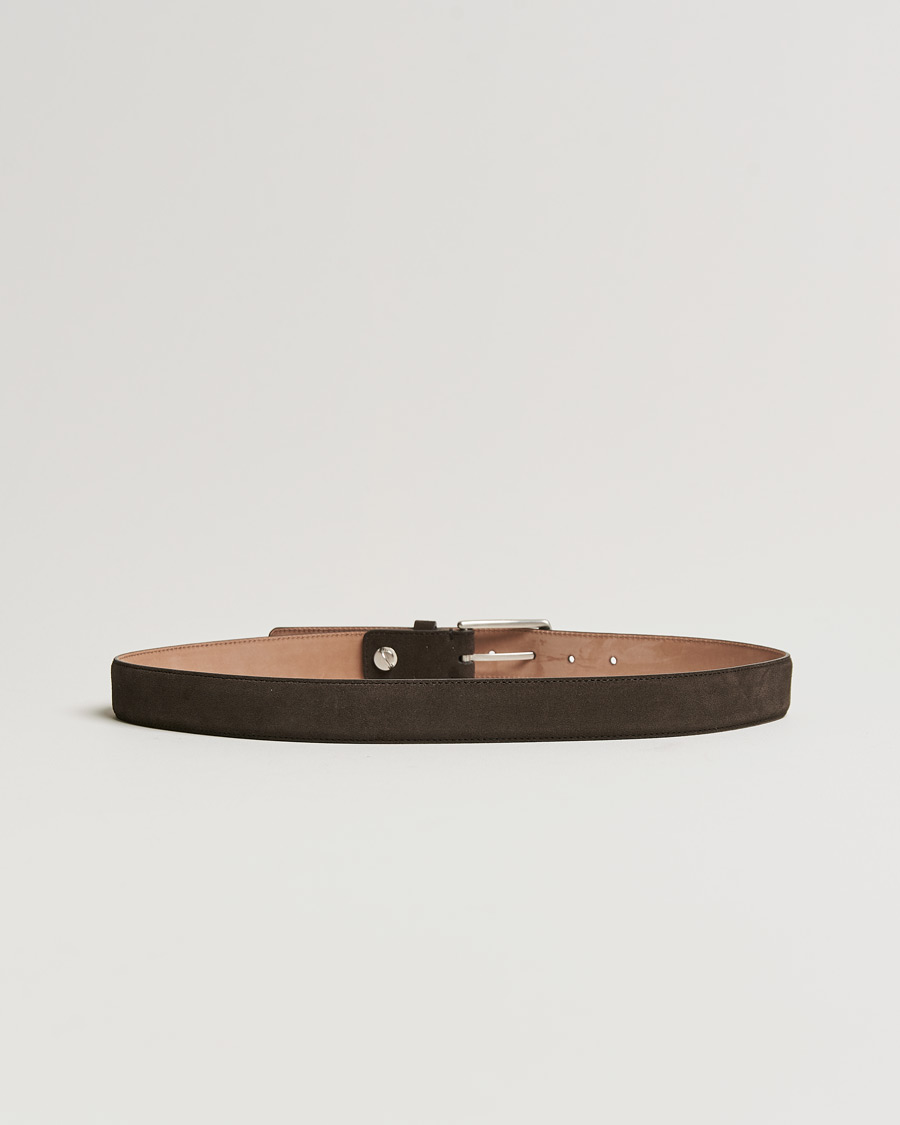 Herre | Zegna Triple Stitch Belt Dark Brown Suede | Zegna | Triple Stitch Belt Dark Brown Suede