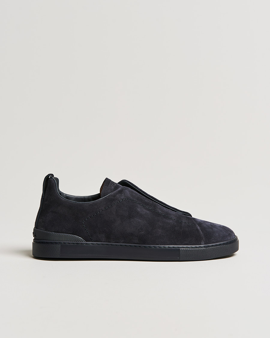 Herre | Zegna Triple Stitch Sneakers Full Navy Suede | Zegna | Triple Stitch Sneakers Full Navy Suede