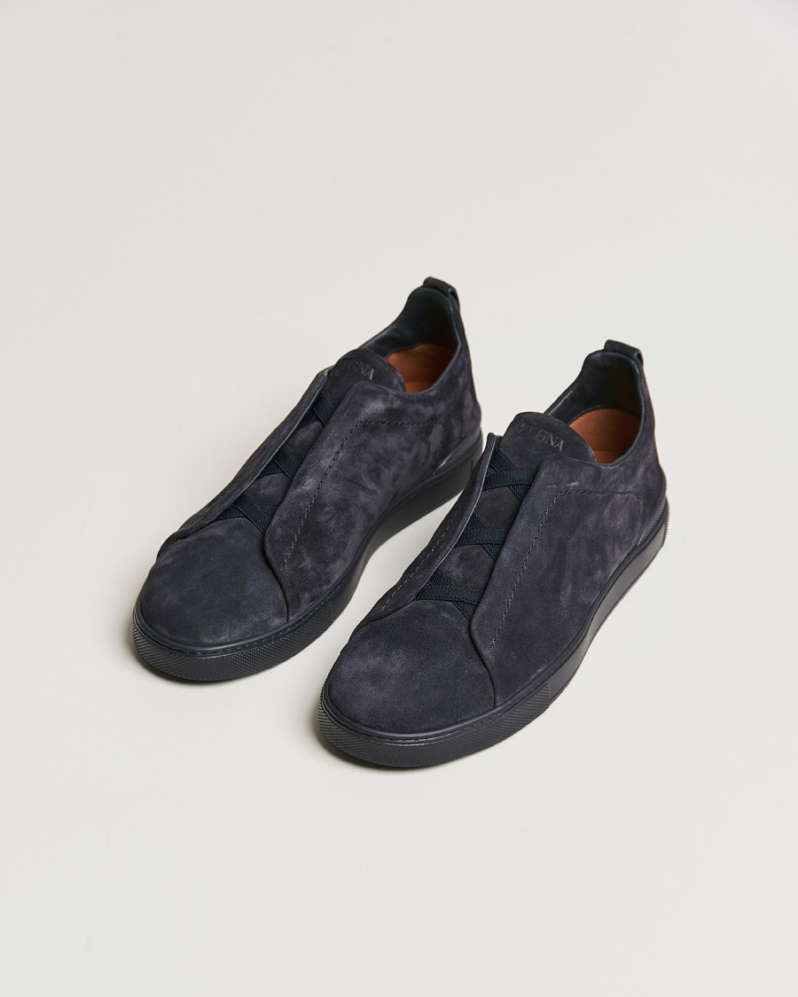 Herre | Zegna Triple Stitch Sneakers Full Navy Suede | Zegna | Triple Stitch Sneakers Full Navy Suede