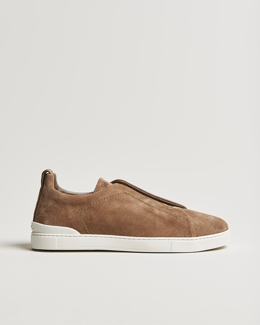Herre | Zegna Triple Stitch Sneakers Beige Suede | Zegna | Triple Stitch Sneakers Beige Suede