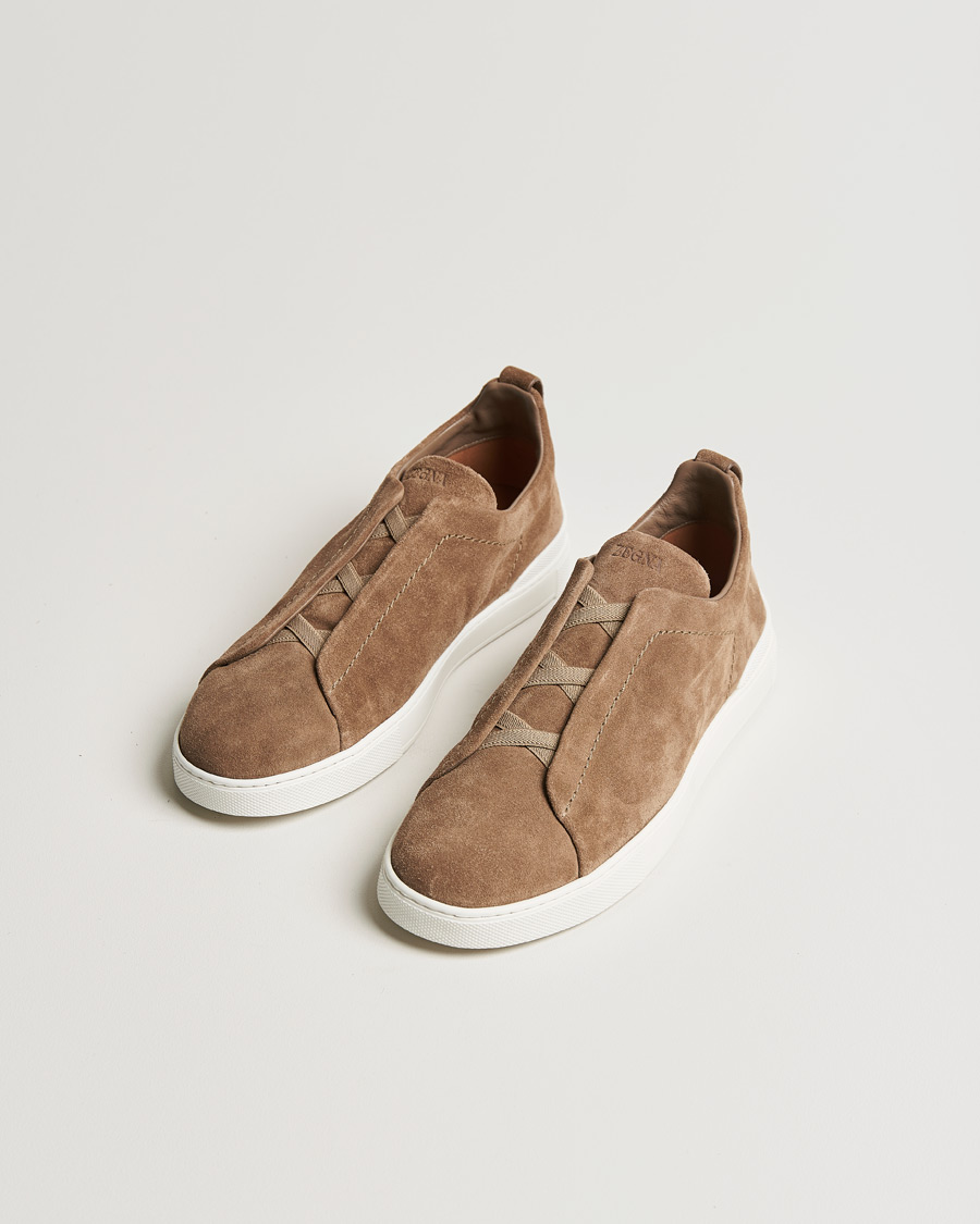 Herre | Zegna Triple Stitch Sneakers Beige Suede | Zegna | Triple Stitch Sneakers Beige Suede