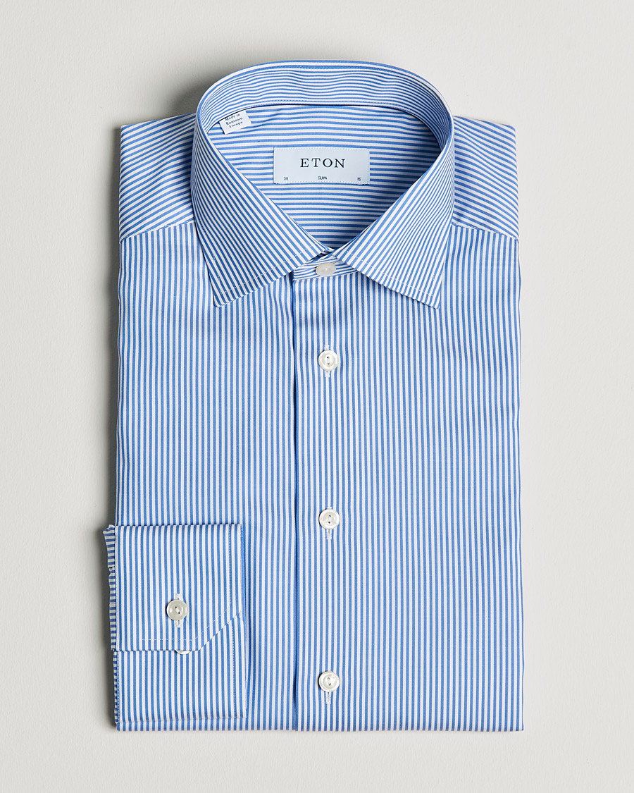 Herre |  | Eton | Bengal Stripe Fine Twill Shirt Royal Blue