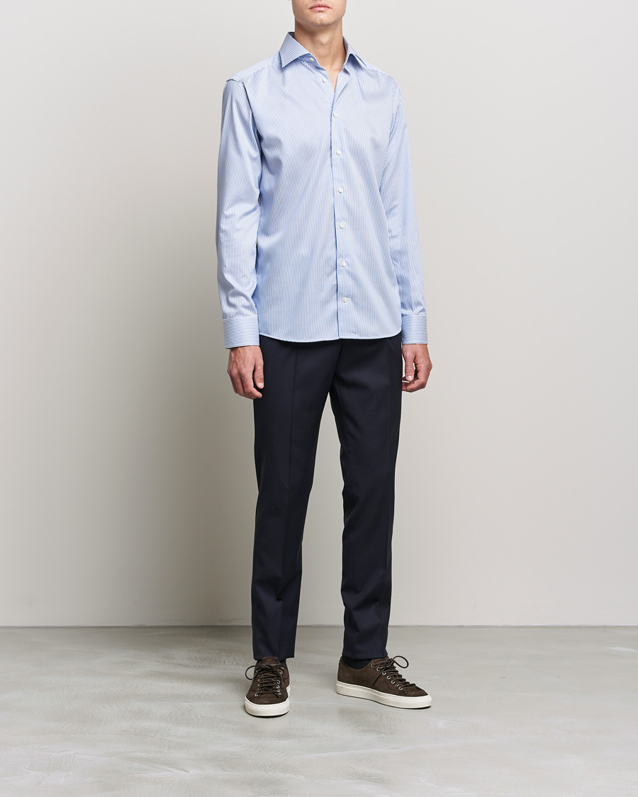 Herre | Business & Beyond | Eton | Bengal Stripe Fine Twill Shirt Royal Blue