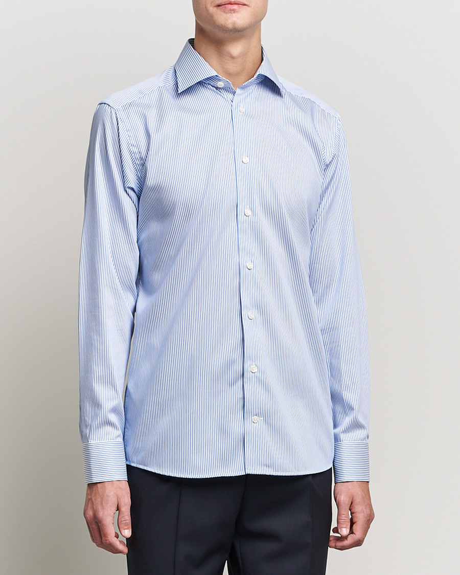 Herre | | Eton | Bengal Stripe Fine Twill Shirt Royal Blue