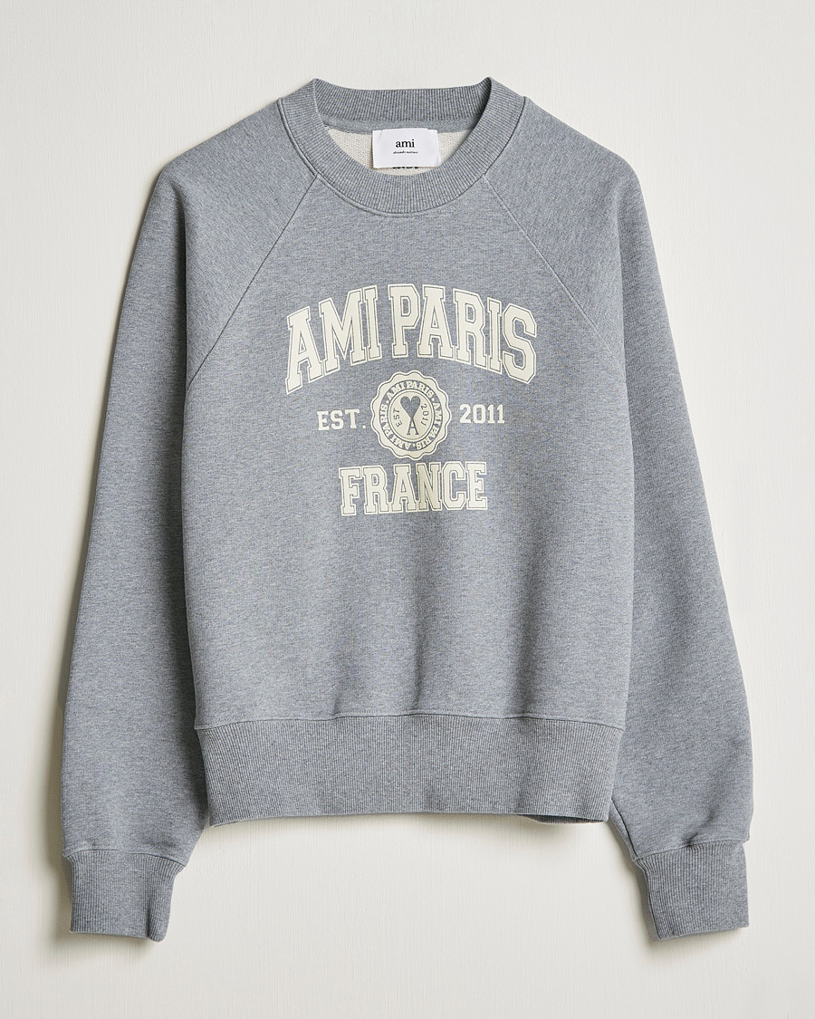 AMI Paris College Sweatshirt Heather Grey hos CareOfCarl.no