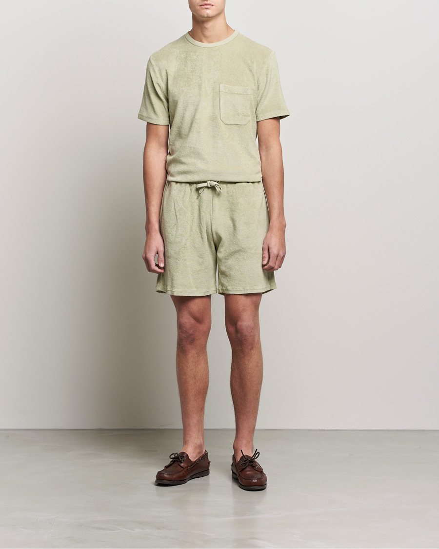 Herre | T-Shirts | Stenströms | Towelling Cotton T-Shirt Olive