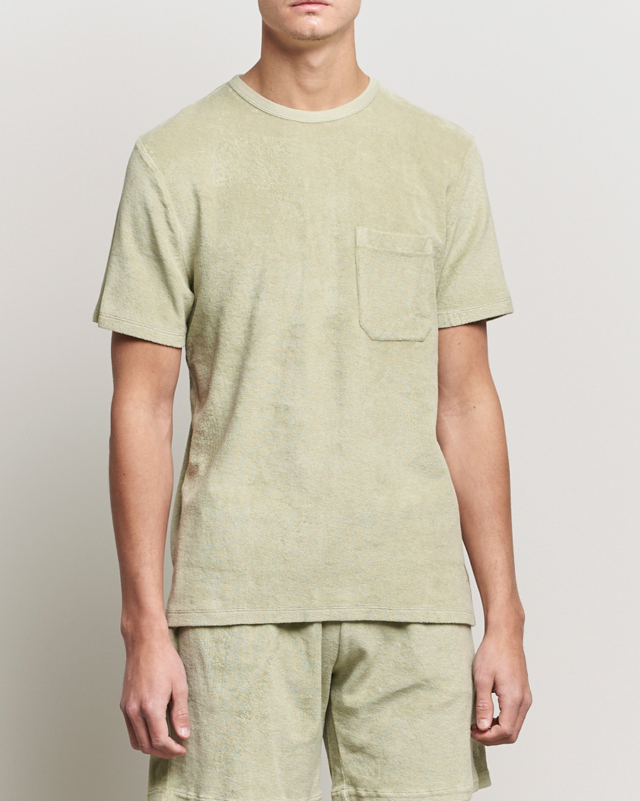 Herre | T-Shirts | Stenströms | Towelling Cotton T-Shirt Olive