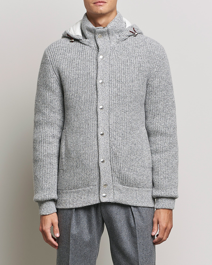 Herre | Jakker | Brunello Cucinelli | Hooded Cashmere Jacket Light Grey