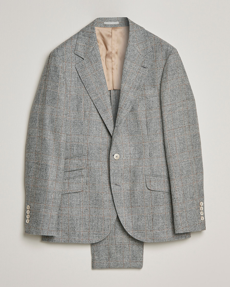 Herre | Dresser | Brunello Cucinelli | Prince Of Wales Flannel Suit Grey Melange
