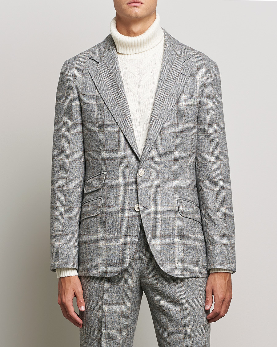 Herre | Brunello Cucinelli | Brunello Cucinelli | Prince Of Wales Flannel Suit Grey Melange