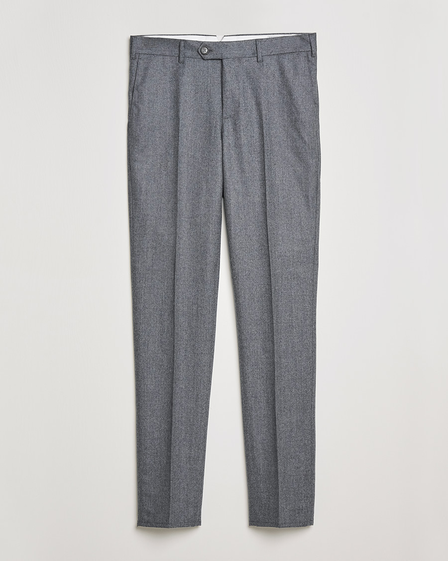 Herre | Bukser | Brunello Cucinelli | Slim Fit Flannel Trousers Grey Melange