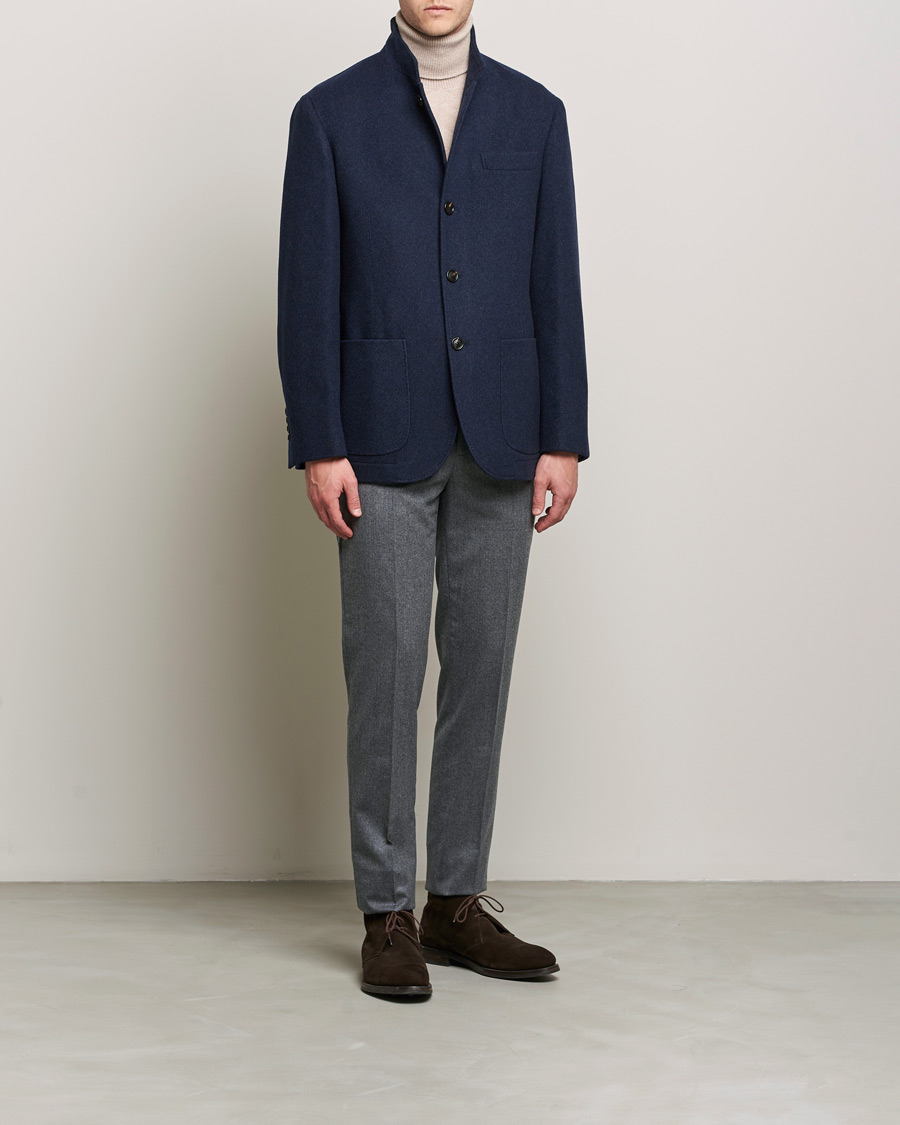 Herre | Bukser | Brunello Cucinelli | Slim Fit Flannel Trousers Grey Melange
