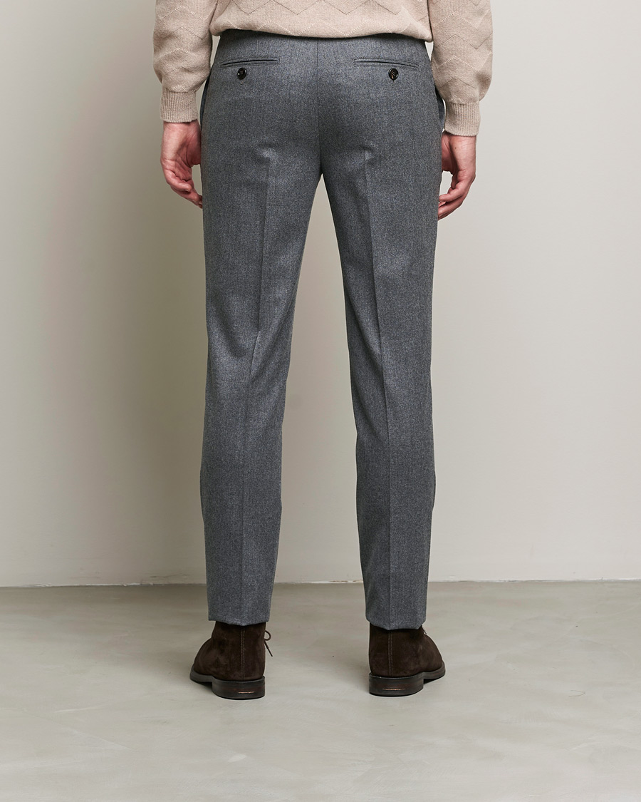 Herre | Bukser | Brunello Cucinelli | Slim Fit Flannel Trousers Grey Melange