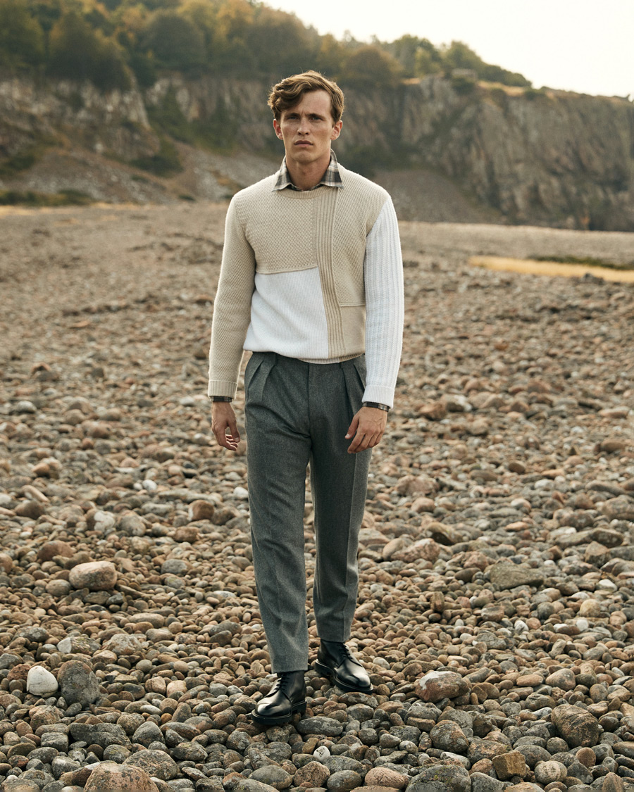 Herre | Bukser | Brunello Cucinelli | Slim Fit Flannel Trousers Grey Melange