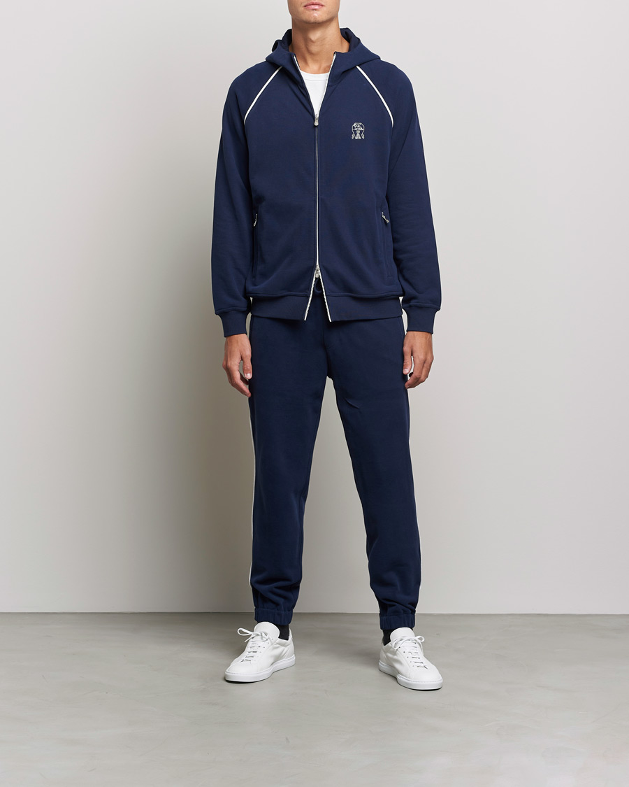 Herre | Gensere | Brunello Cucinelli | Soft Cotton Zip Sweater Cobalt Blue