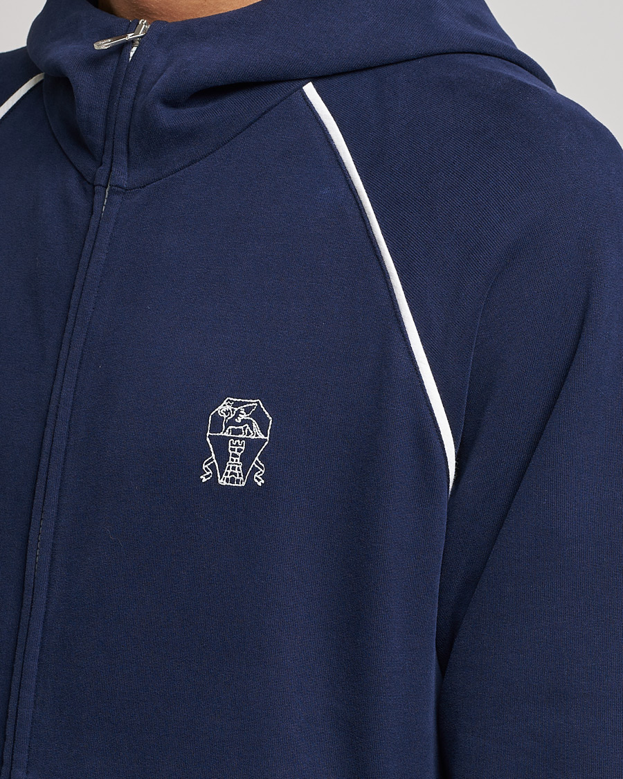 Herre | Gensere | Brunello Cucinelli | Soft Cotton Zip Sweater Cobalt Blue