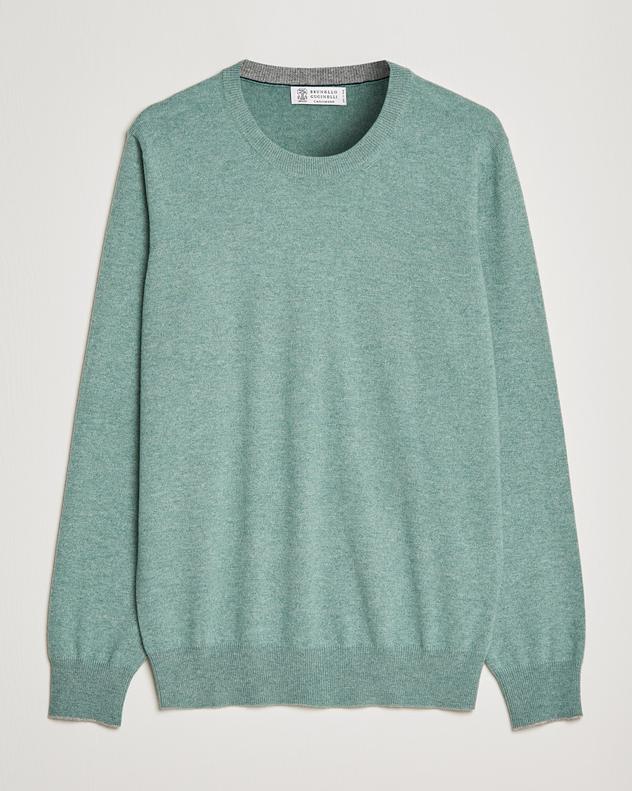 Herre | Gensere | Brunello Cucinelli | 2 Ply Cashmere Pullover Emerald Green