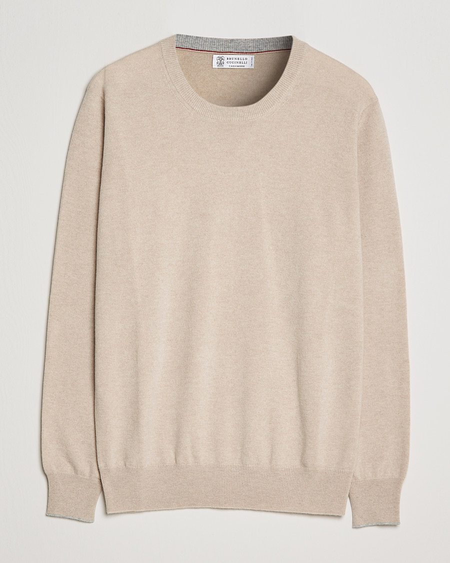 Herre | Gensere | Brunello Cucinelli | 2 Ply Cashmere Pullover Sand
