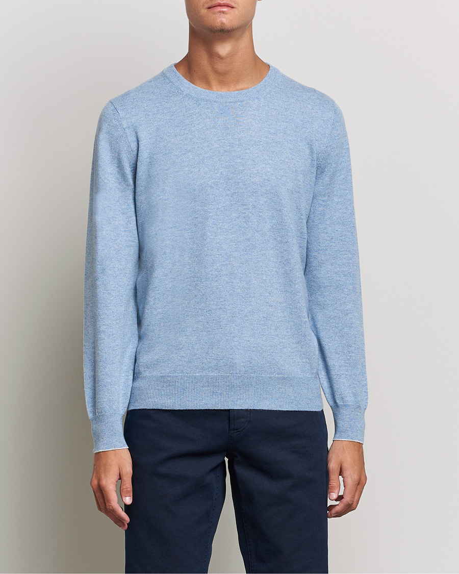 Herre | Pullovers rund hals | Brunello Cucinelli | 2 Ply Cashmere Pullover Light Blue