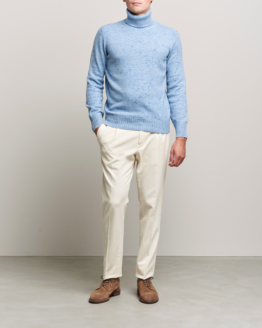 Herre | Gensere | Brunello Cucinelli | Cashmere Blend Rollneck Light Blue