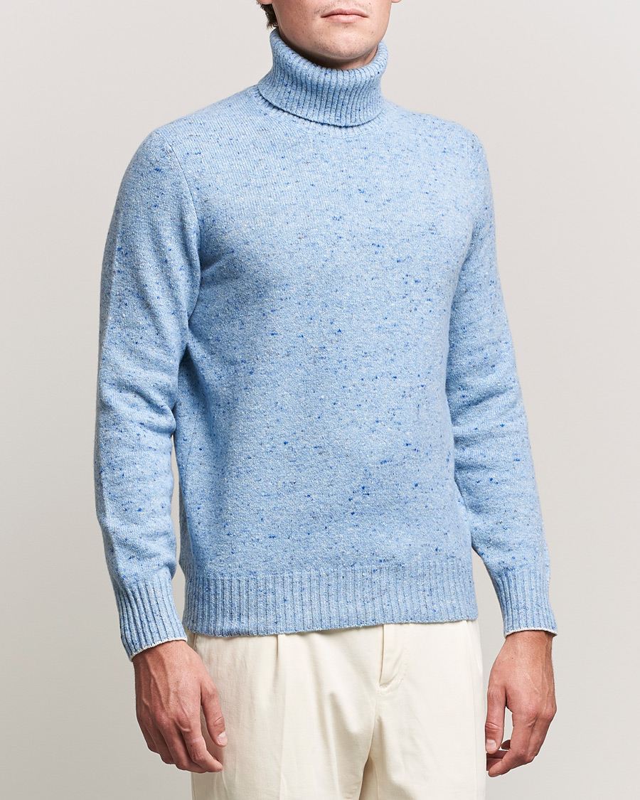 Herre | Gensere | Brunello Cucinelli | Cashmere Blend Rollneck Light Blue