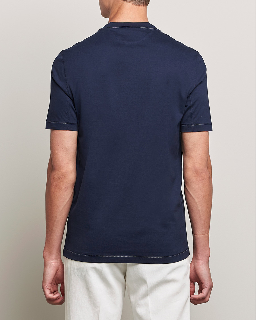 Herre | T-Shirts | Brunello Cucinelli | Short Sleeve Logo T-Shirt Navy