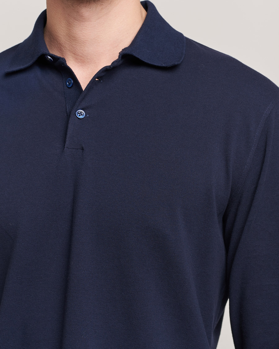 Herre | Gensere | Brunello Cucinelli | Long Sleeve Polo Navy