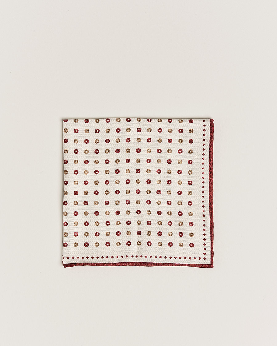 Herre | Lommetørklær | Brunello Cucinelli | Micro Dot Pocket Square White/Red