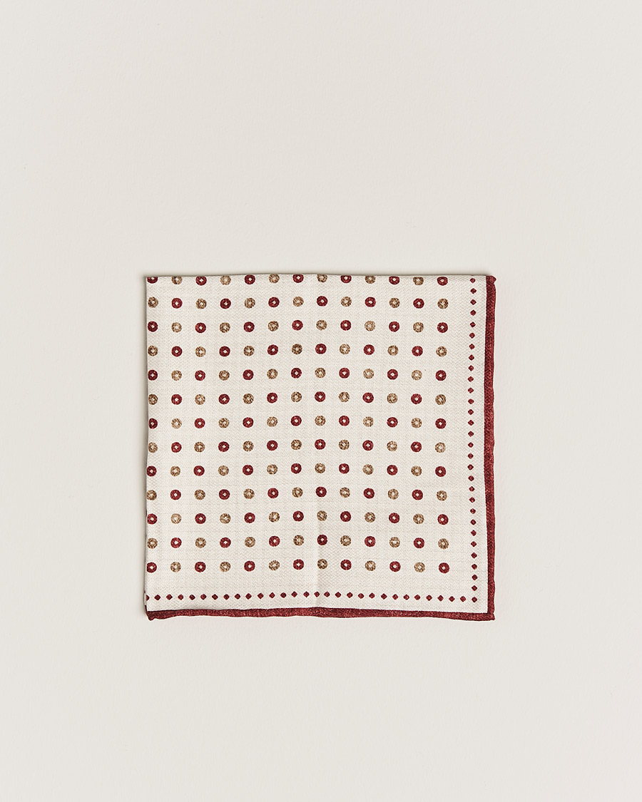 Herre | Brunello Cucinelli Micro Dot Pocket Square White/Red | Brunello Cucinelli | Micro Dot Pocket Square White/Red