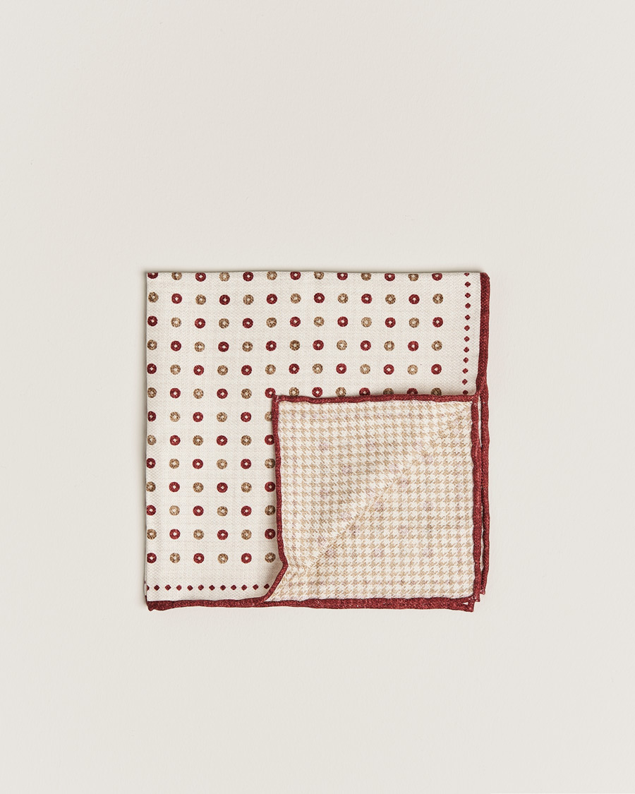 Herre |  | Brunello Cucinelli | Micro Dot Pocket Square White/Red
