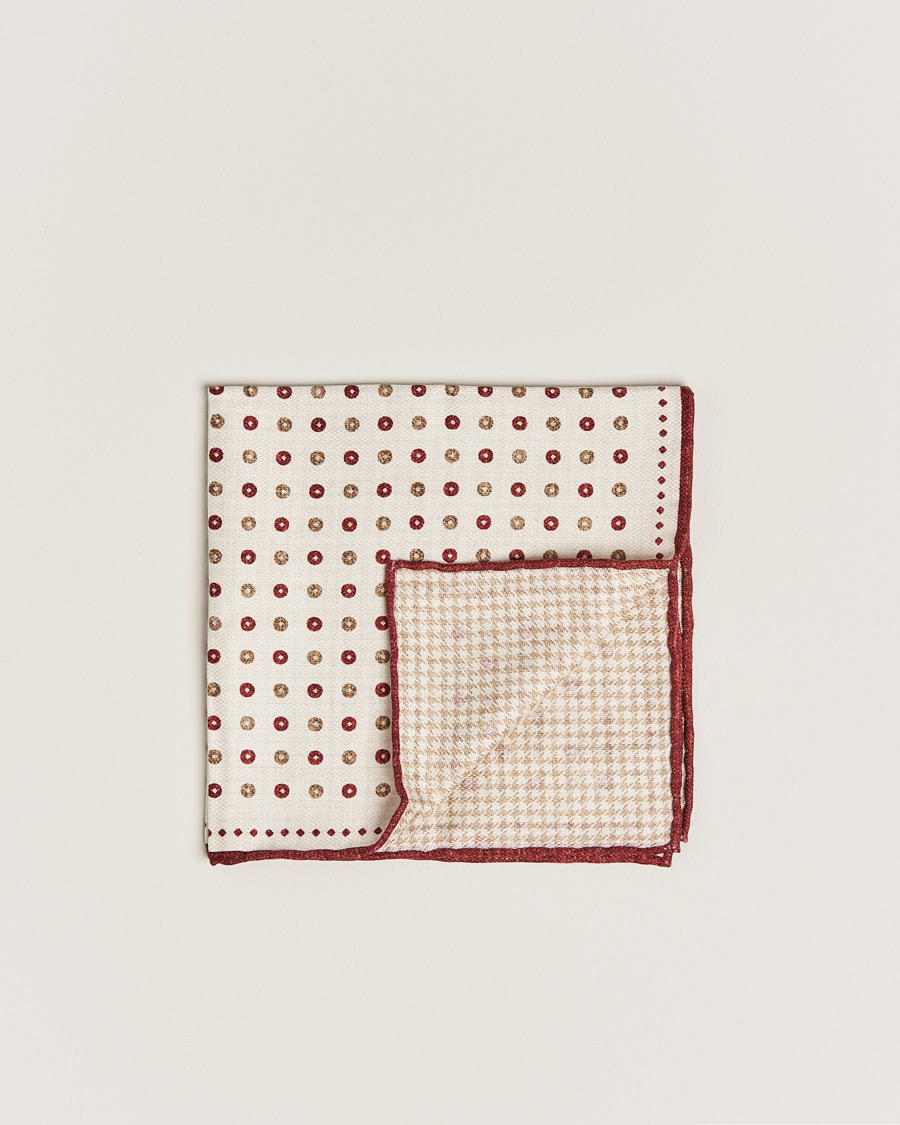 Herre | Brunello Cucinelli Micro Dot Pocket Square White/Red | Brunello Cucinelli | Micro Dot Pocket Square White/Red