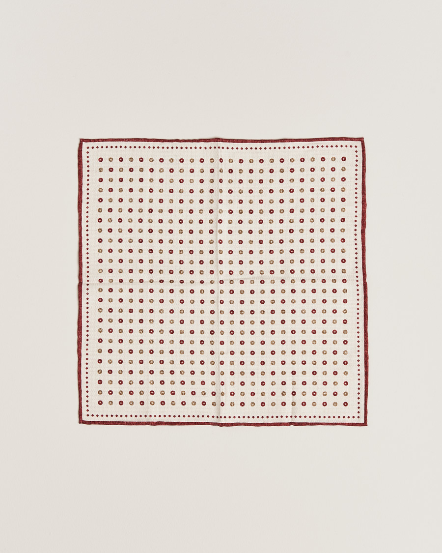 Herre | Lommetørklær | Brunello Cucinelli | Micro Dot Pocket Square White/Red