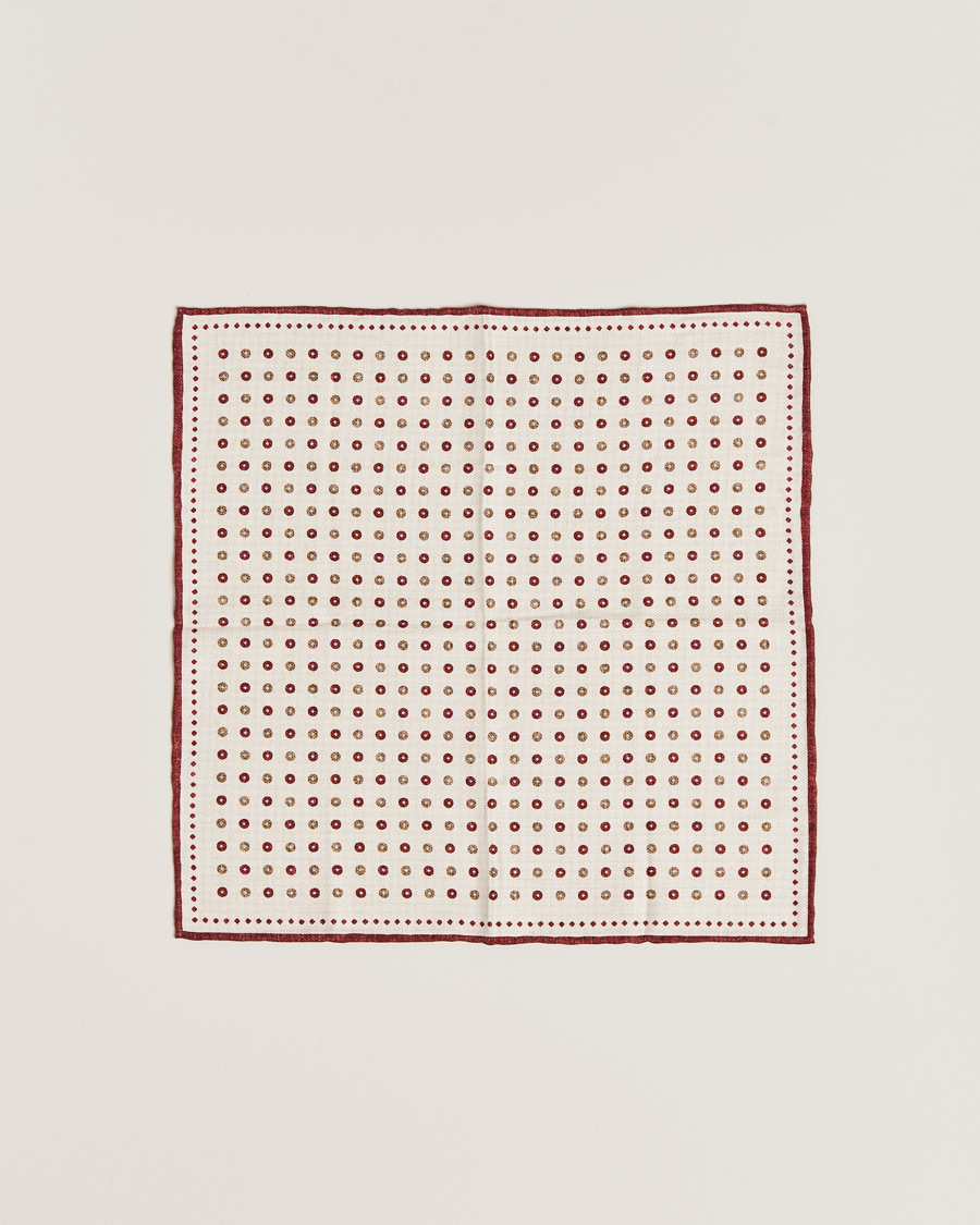 Herre | Brunello Cucinelli Micro Dot Pocket Square White/Red | Brunello Cucinelli | Micro Dot Pocket Square White/Red