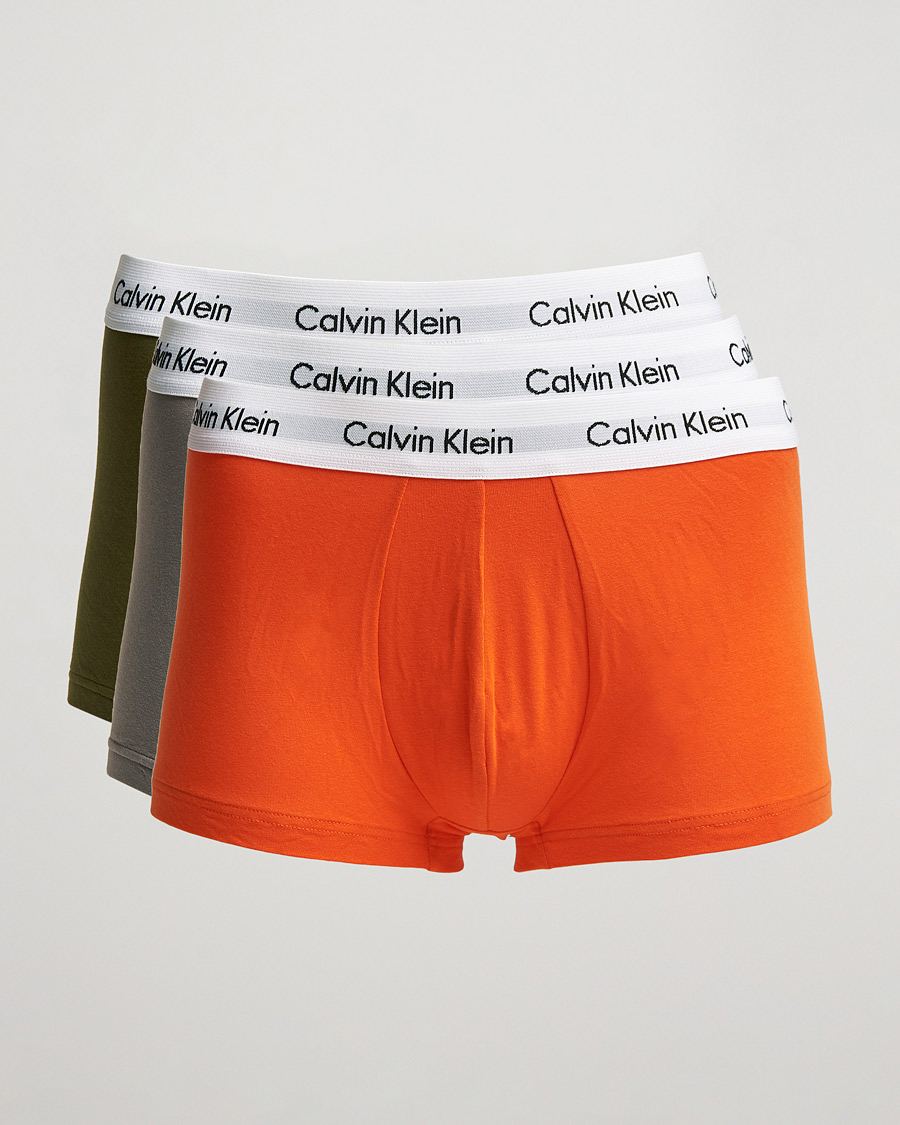 Herre | Undertøy | Calvin Klein | Cotton Stretch 3-Pack Low Rise Trunk Grey/Orange/Army