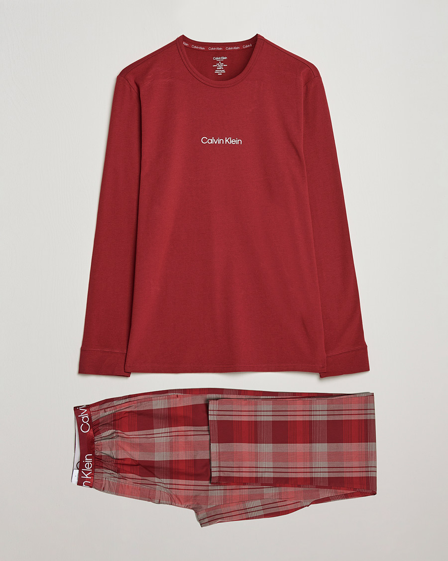 Herre | Pyjamaser og badekåper | Calvin Klein | Logo Long Sleeve Checked Pyjama Set Red