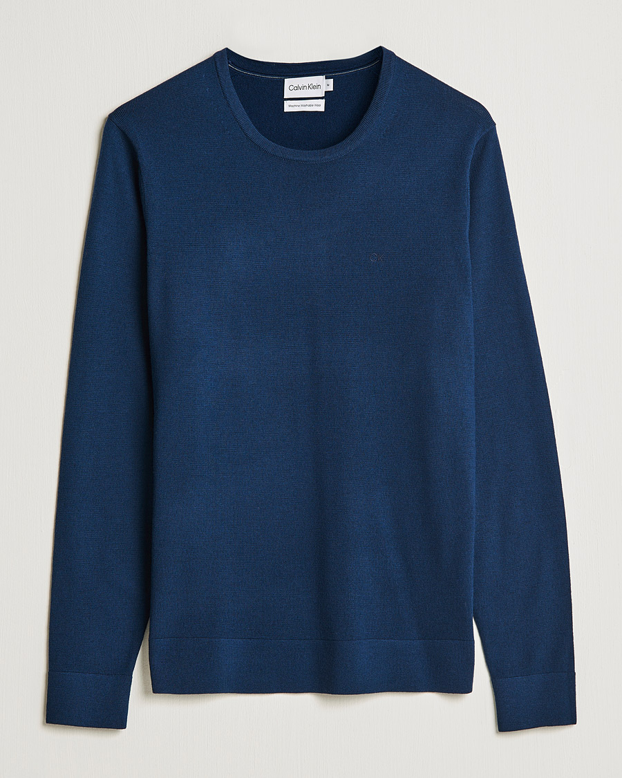 Herre |  | Calvin Klein | Superior Wool Crew Neck Sweater Navy