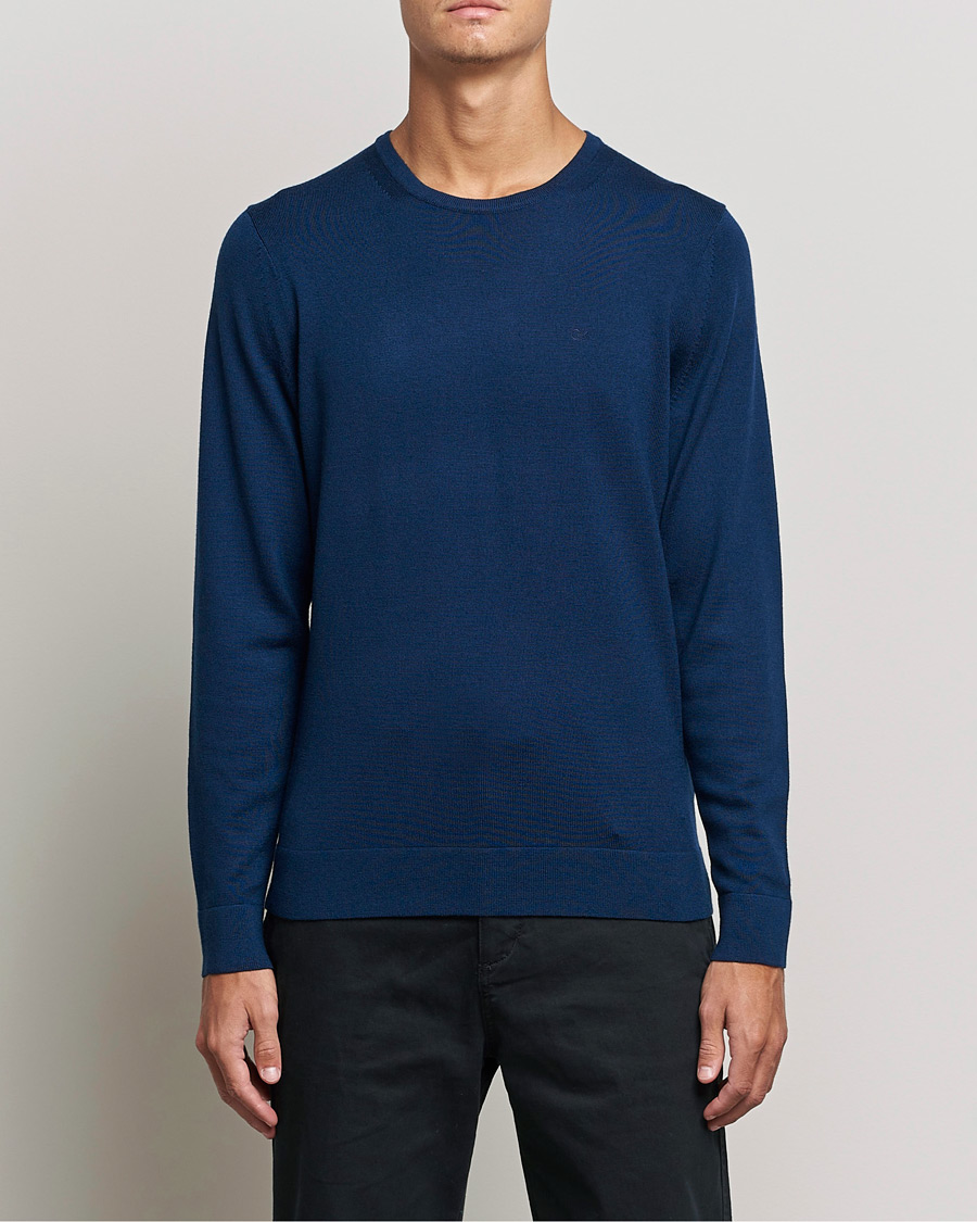 Herre | Pullovers rund hals | Calvin Klein | Superior Wool Crew Neck Sweater Navy