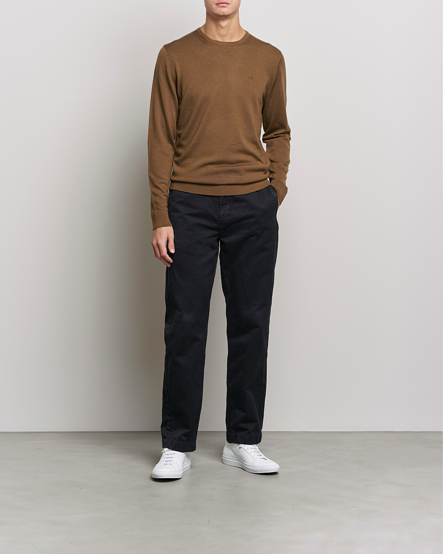Herre | | Calvin Klein | Superior Wool Crew Neck Sweater Chester Brown