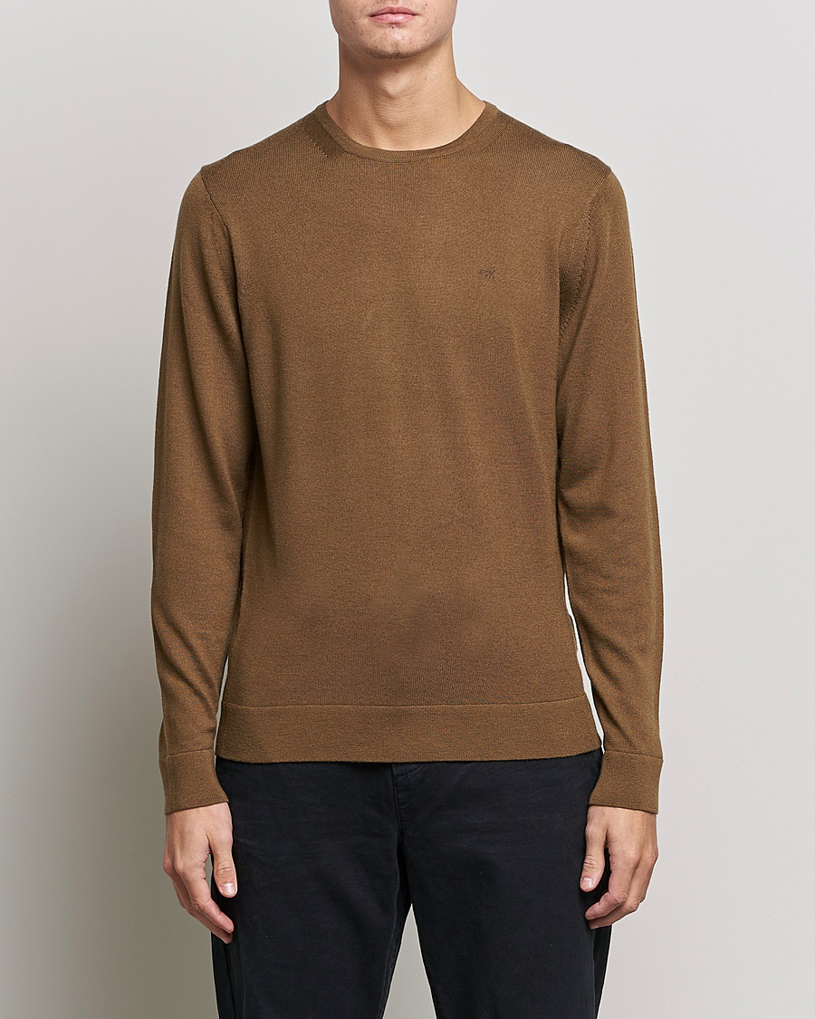 Herre |  | Calvin Klein | Superior Wool Crew Neck Sweater Chester Brown
