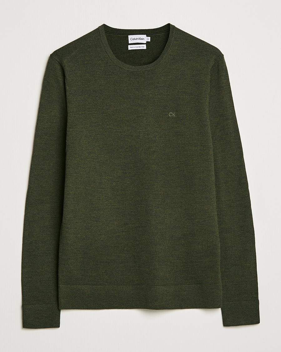 Herre |  | Calvin Klein | Superior Wool Crew Neck Sweater Dark Olive