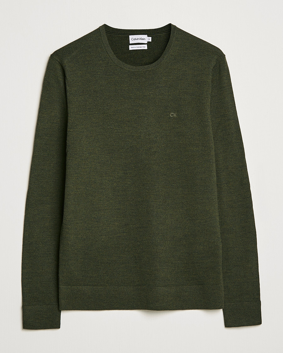 Herre | Gensere | Calvin Klein | Superior Wool Crew Neck Sweater Dark Olive
